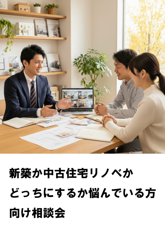 新築か中古リノベか、どちらにするか悩んでいる方向けの相談会（予約制）